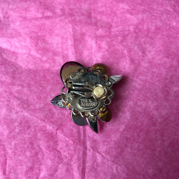 Vintage Eva K Designs Pink Rhinestone Earrings - Picture 3 of 4